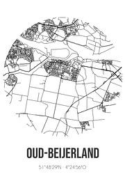 Oud-Beijerland (Zuid-Holland) | Map | Black and White by Prints of Place