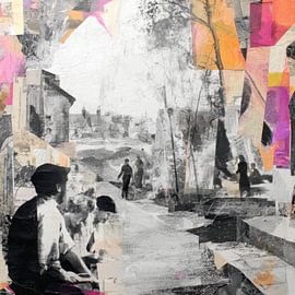 Village square in southern Europe by Vlindertuin-Art