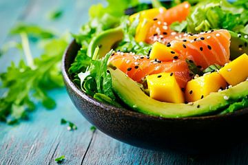 Frisse salade met avocado en zalm van Poster Art Shop
