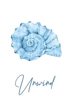 Unwind - Blau Aquarell Muschel Illustration | Restful Coastal Wanddekoration