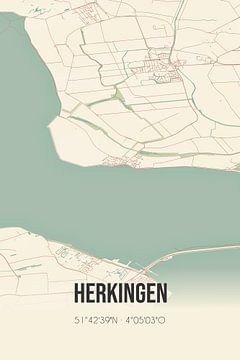 Vintage map of Herkingen (South Holland) by Rezona