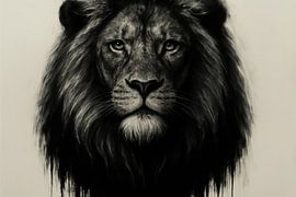Starker Löwe mit kontrastierender Mähne von Imperial Art House