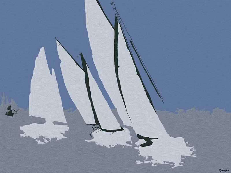 Zeilboten drie. van SydWyn Art