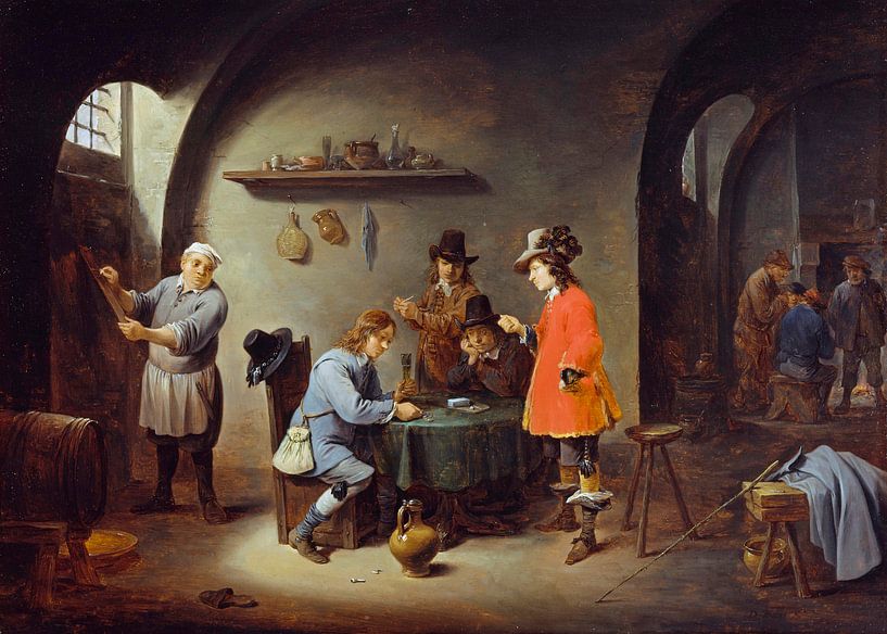 Glücksspielszene in einem Gasthaus, David Teniers II von Meisterhafte Meister