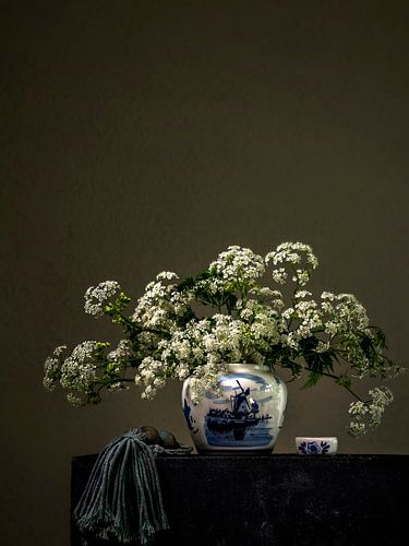 Delfts blauw Stilleven met Bloemen 2. Nieuw Landelijk.