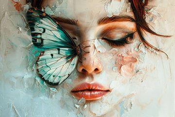 The girl with the blue butterfly by Carla Van Iersel