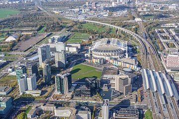 Amsterdam Bijlmer Arena vanuit de lucht gezien.