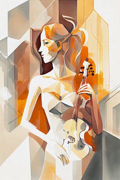 Jonge vrouw met viool van Max Steinwald