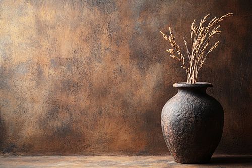 Vase rustique avec fleurs séchées