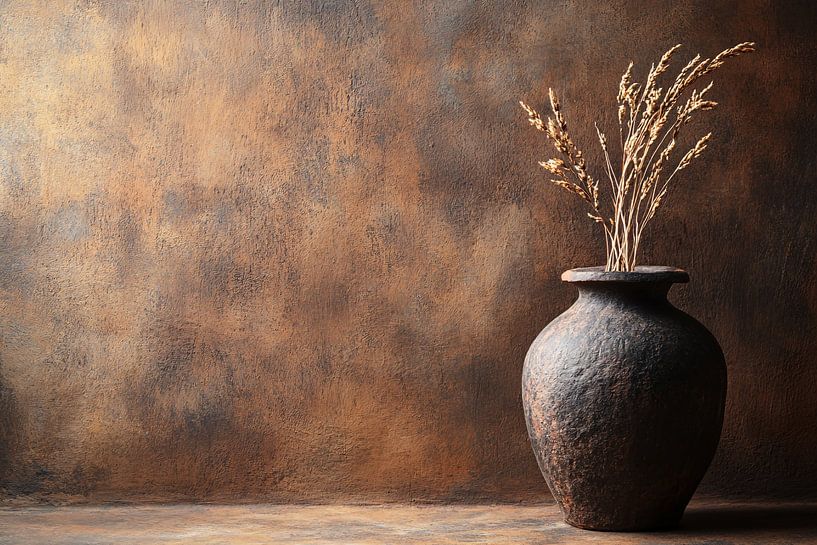 Vase rustique avec fleurs séchées par Imperial Art House