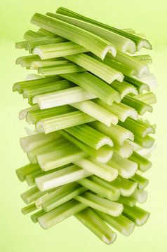Fresh celery stalks in a modern composition