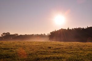 Sonnenaufgang mit Tau in der Region Achterhoek von Arno Wolsink