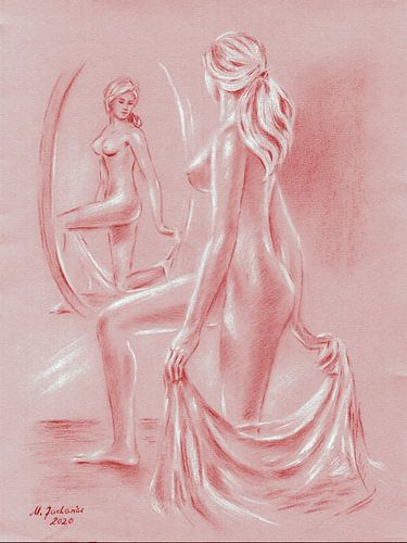 Female Nude in Front of a Mirror by Marita Zacharias