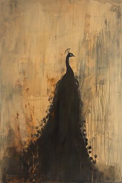 Abstract minimalistisch schilderij van pauw van Art & Soul Creations