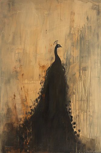 Abstract minimalistisch schilderij van pauw