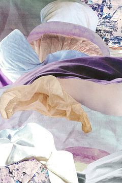 Purple breath, un collage de formes abstraites avec un spectre de teintes neutres, violettes et lilas. sur Beautiful Thrills