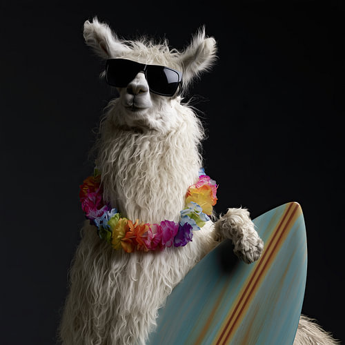 Lama as a surfer