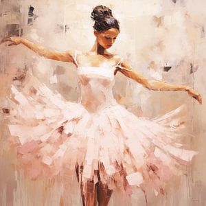 Impressionistische ballerina in roze van Lauri Creates