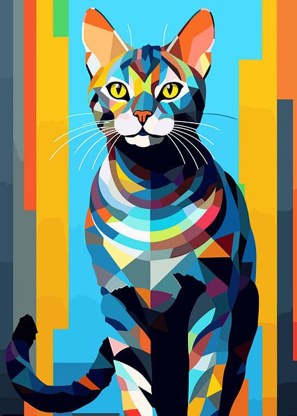 Cat Animal WPAP Pop Art Color Style by Mason Scott