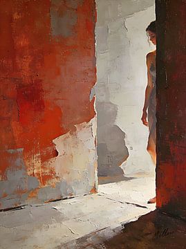 Der Raum dazwischen – Zeitgenössische figurative Ölmalerei von Mellow Art