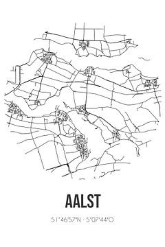 Aalst (Gelderland) | Landkaart | Zwart-wit van MijnStadsPoster