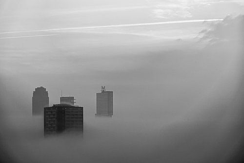 Foggy skyline Rotterdam