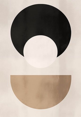 Harmonie géométrique en noir, blanc et or