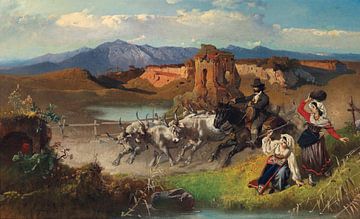Anton Romako, ossendrijver in de Campagna, 1863 van Atelier Liesjes