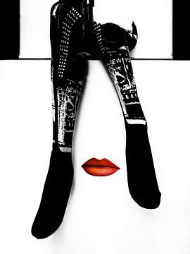 Red lips and black legs by Gabi Hampe