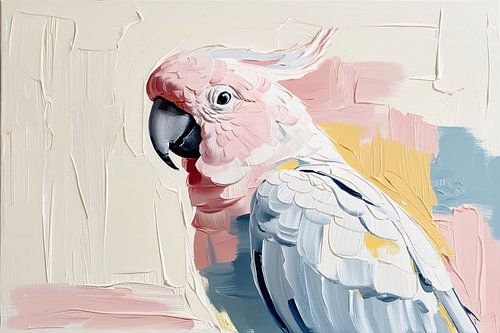 Abstracte vogel schilderij in kleur