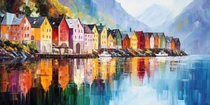 Village by the fjord by ARTemberaubend