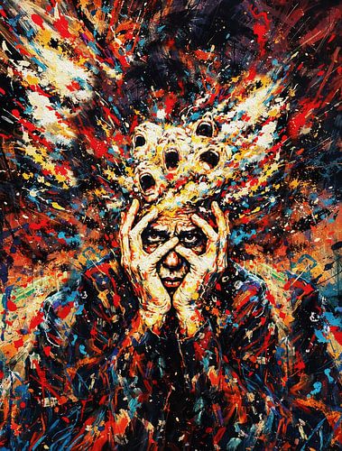 Intens surrealistisch Meerdere ogen Handen Gezicht Impasto Abstract Portret