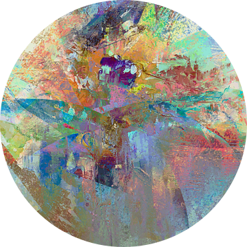 Modern, Abstract Digitaal Kunstwerk in Pastel kleuren van Art By Dominic
