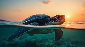 Evening journey of the sea turtle by Jean Pierre