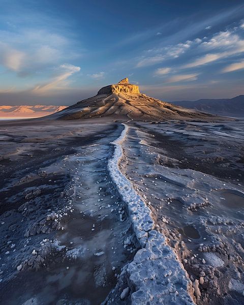 Goldene Reflexionen auf felsigem Ufer von fernlichtsicht