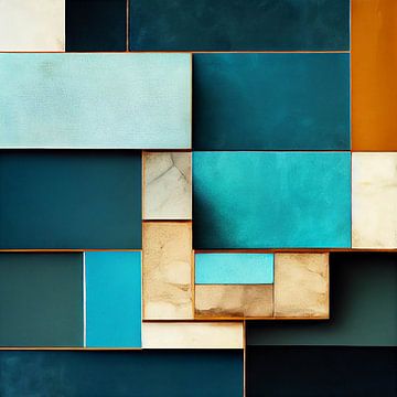 Layered Ocean shades in aqua, blue and brown by Color Square