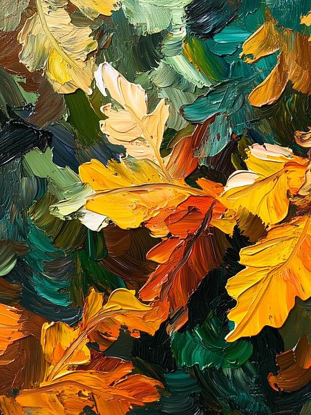 Falling leaves in rich autumn hues by Color Square