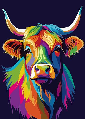 Highland Koe Pop Art Stijl