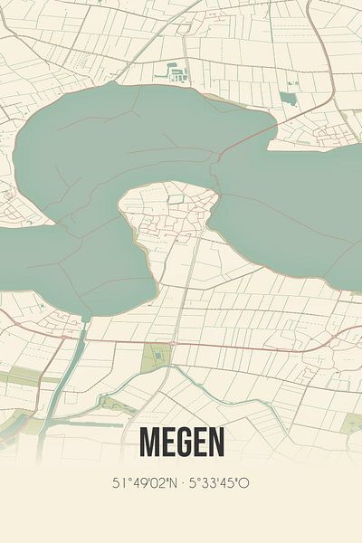 Carte ancienne de Megen (Brabant du Nord) par Affiches de lieux