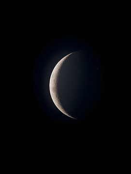 Crescent moon by night by Moody Mindscape