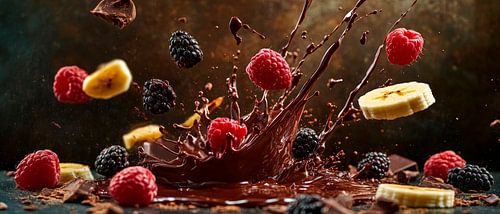 Fruitige chocolade splash in actie
