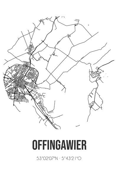 Offingawier (Fryslan) | Map | Black and white by Prints of Place