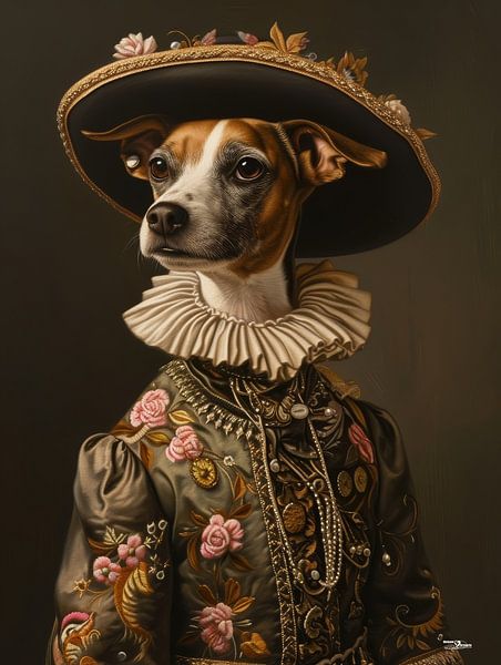 Hund in viktorianischem Kleid von Gelissen Artworks