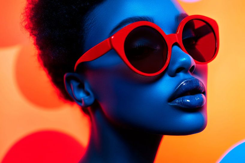 Fashionable woman with red sunglasses by Poster Art Shop