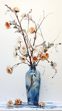 gedroogde bloemen in een Kintsugi vaas van Gelissen Artworks