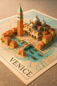Venedig Markusplatz 3D Diorama - Grand Canal Karte Kunst von Travel Shop