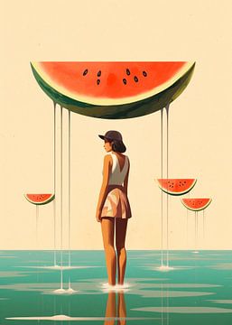 Smaakvolle Verbeelding: Een Surrealistisch Watermeloen Avontuur van Color Square