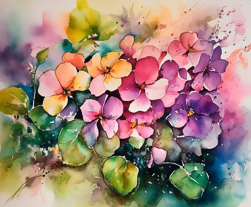 Aquarelle de fleurs de printemps