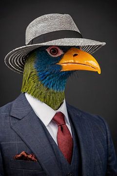 Bird in suit with hat by Art & Soul Creations