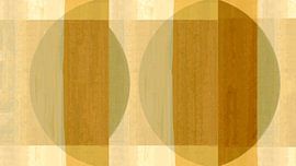 Mid Century Bauhaus Formen Pastellmalerei Senf Gold Gelb Ocker von FRESH Fine Art